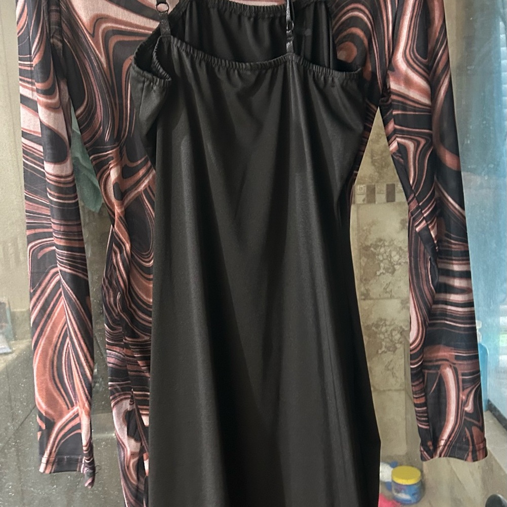 Black Slip Dress with Adjustable Straps - Women's Everyday Dress
